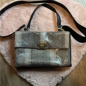 Antonio Melani Black and White Snake Print Crossbody Bag
